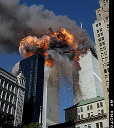 World Trade Center Towers after second plane strike